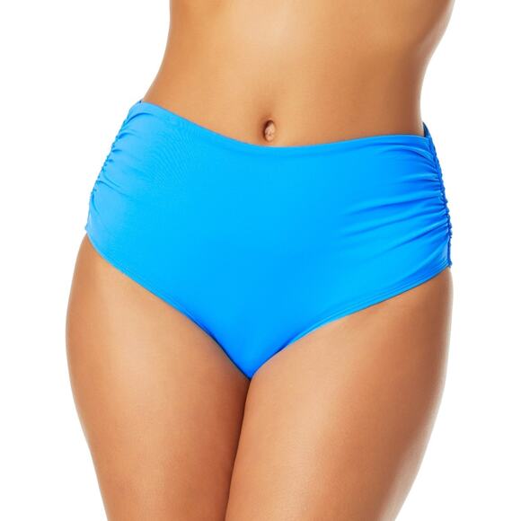 Anne Cole Plus Size High-Waist Bikini Bottoms, Blue, Size XL 0976 - Picture 1 of 3